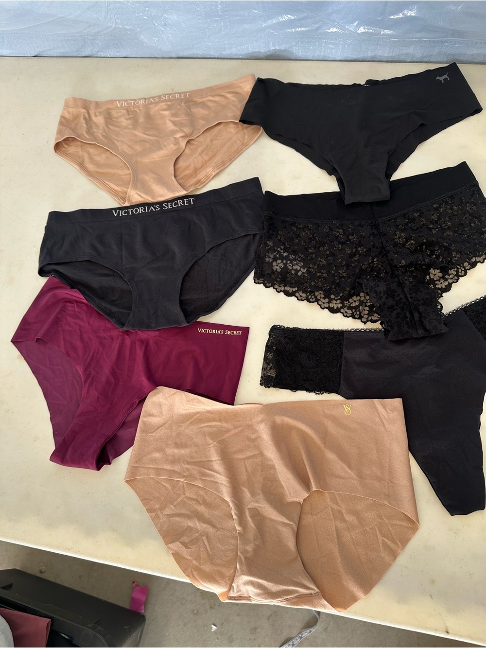 Victoria's Secret Panty Lot in Black, Blush, and Berry